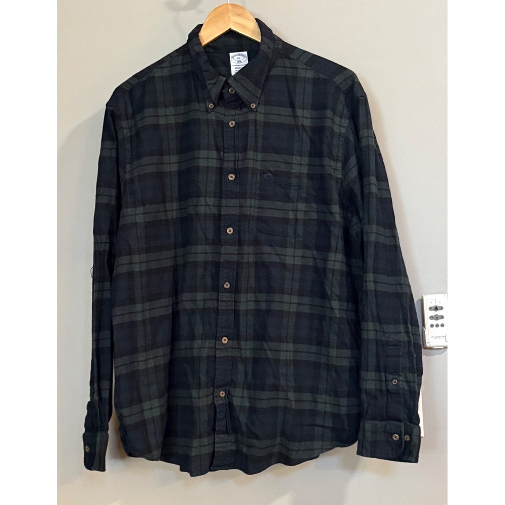 Brooks Brothers 1818 Plaid Button Down Shirt Mens XL logo flannel Cotton